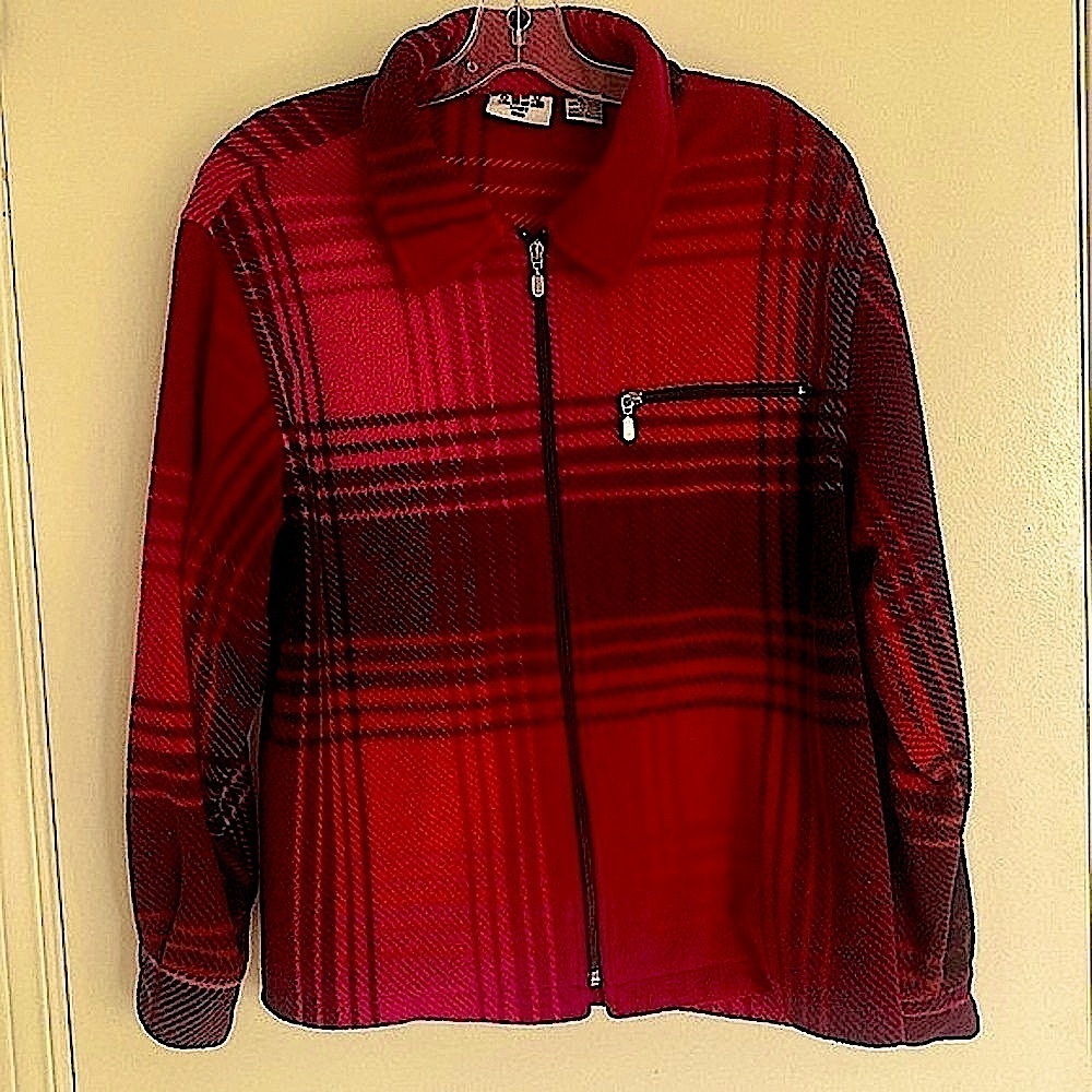 ALIA VTG SPORT Camping plaid fuchsia pink print Lumber jacket size Medium